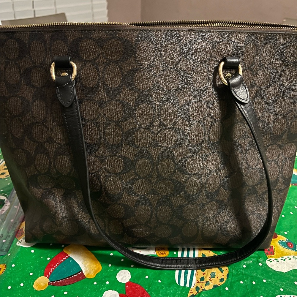Coach Dark Brown Signature Tote